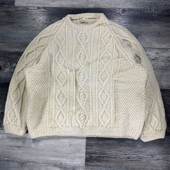 Scotland Other - Scotland 100% Wool Cable knit Fisherman sweater Size XL Shetland pullover Cream